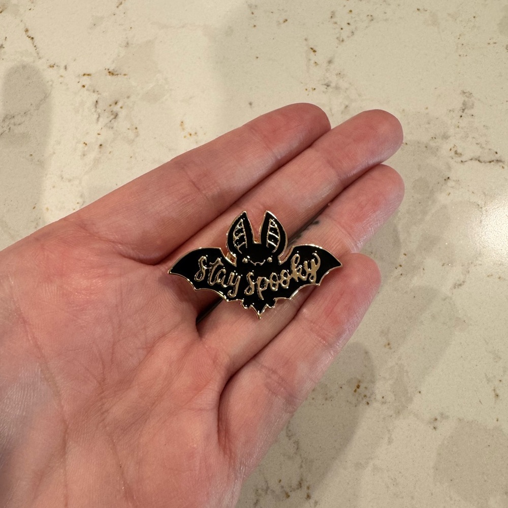 Black Bat 'Stay Spooky' Enamel Pin‎